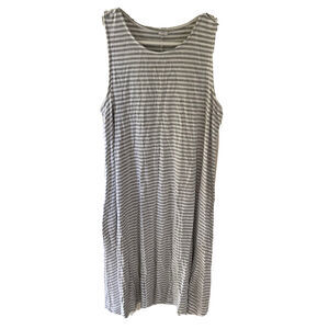 Old Navy Dress Sz S Knee Length White Gray Stripes Sleeveless Stretchy Summer